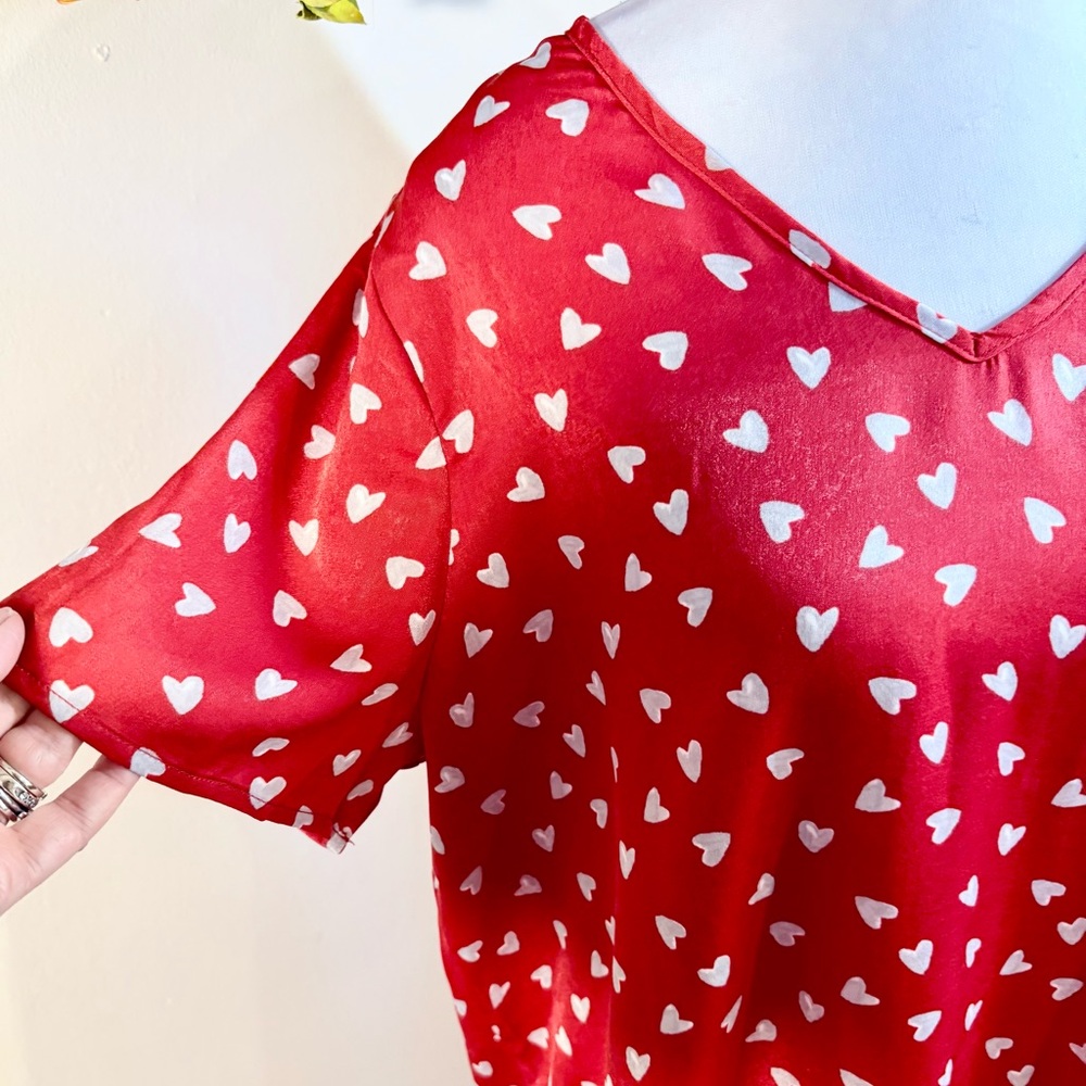 NWT BOBEAU SLEEPWEAR Red Heart Sleep Dress Womens Sz Medium🧡 - Picture 3 of 9